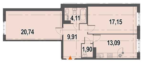 Двухкомнатная квартира в Инвестторг: площадь 67 м2 , этаж: 2 – купить в Санкт-Петербурге